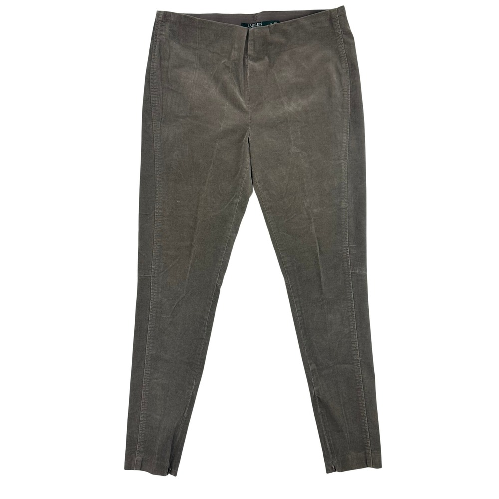Lauren Ralph‎ Lauren Corduroy Pants Womens 10 Taupe Slim Fit Stretch Leggings